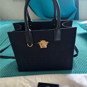 Versace Black and Gold Tote Bag